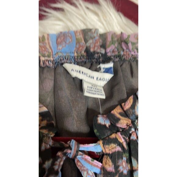 American Eagle Top Womens Size XXS chiffon Boho sheer long sleeves Blouse NWT - Picture 12 of 12